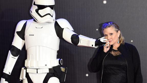 Carrie Fisher, durante la promoción de 'El despertar de la Fuerza'.