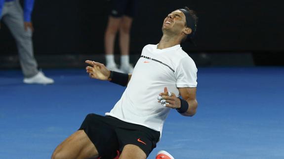 Rafa Nadal celebra su pase a la final. 