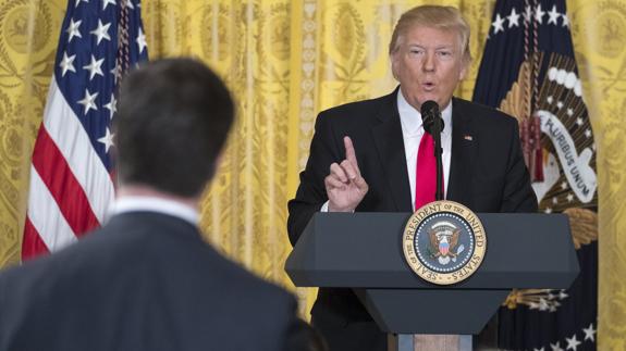 Donald Trump durante la rueda de prensa.