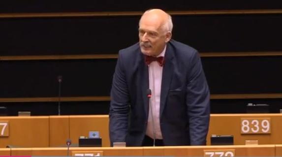 Korwin-Mikke, durante su discurso. 