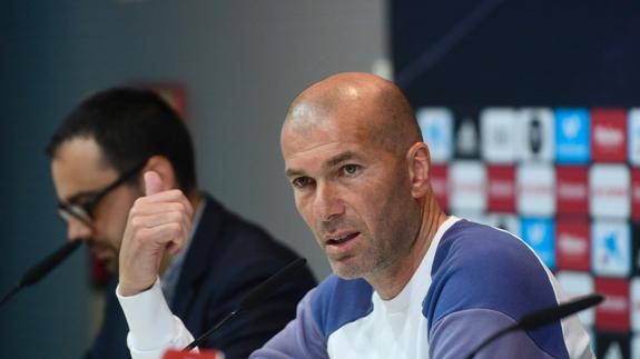 Zidane, durante la rueda de prensa antes del derbi capitalino. 