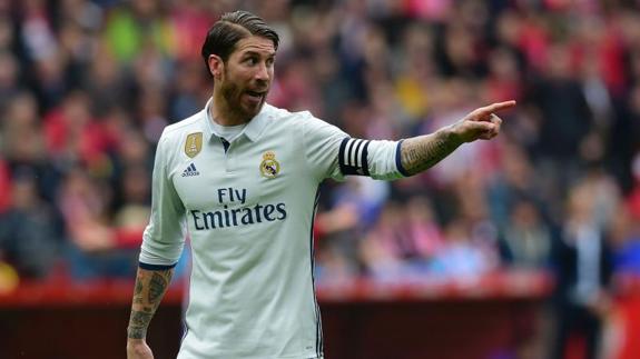 Sergio Ramos, ante el Sporting. 