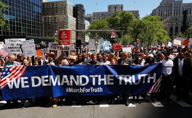 Manifestantes en las calles de Nueva York.