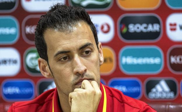 Busquets, en rueda de prensa. 