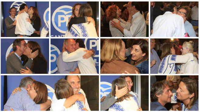 Noche de abrazos en la sede del PP en Cantabria.