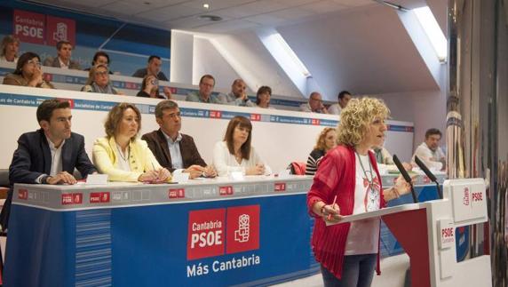 Eva Díaz Tezanos, durante su intervención en la apertura del Comité Regional del PSOE