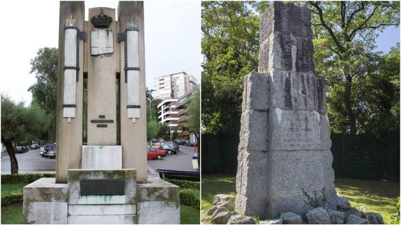 Monumento a las legiones italianas (izquierda) y a la brigada navarra.