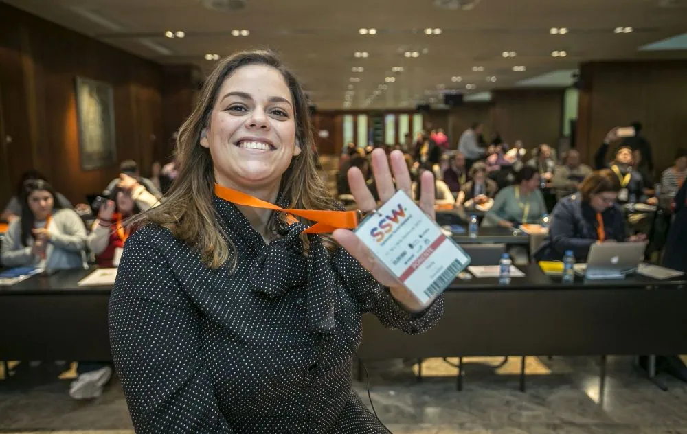 Paula González duante su intervención en el Santander Social Weekend.