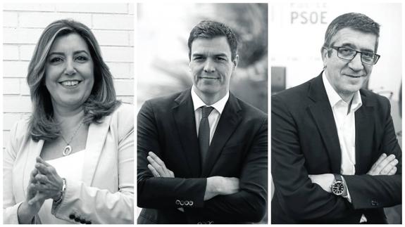 De izquierda a derecha, Susana Díaz, Pedro Sánchez y Patxi López.