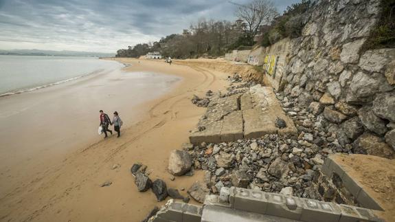 Estado de La Magdalena tras el último gran temporal que azotó la costa cántabra en los primeros días de marzo.