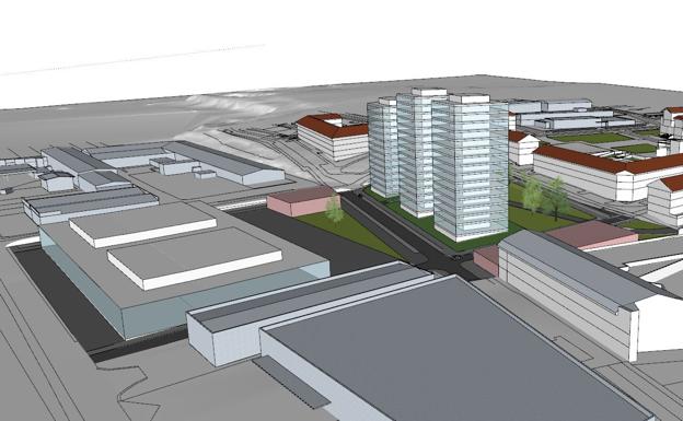 Los tres bloques de viviendas mirarán a Hipercor y a La Flecha por la zona trasera. 