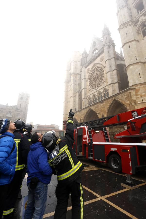 Desprendimiento de un vierteaguas de la Catedral de León