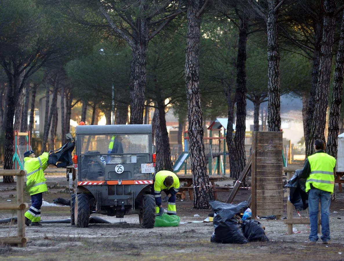 Trabajos de limpieza del pinar de Tordesillas tras el paso de Motauros