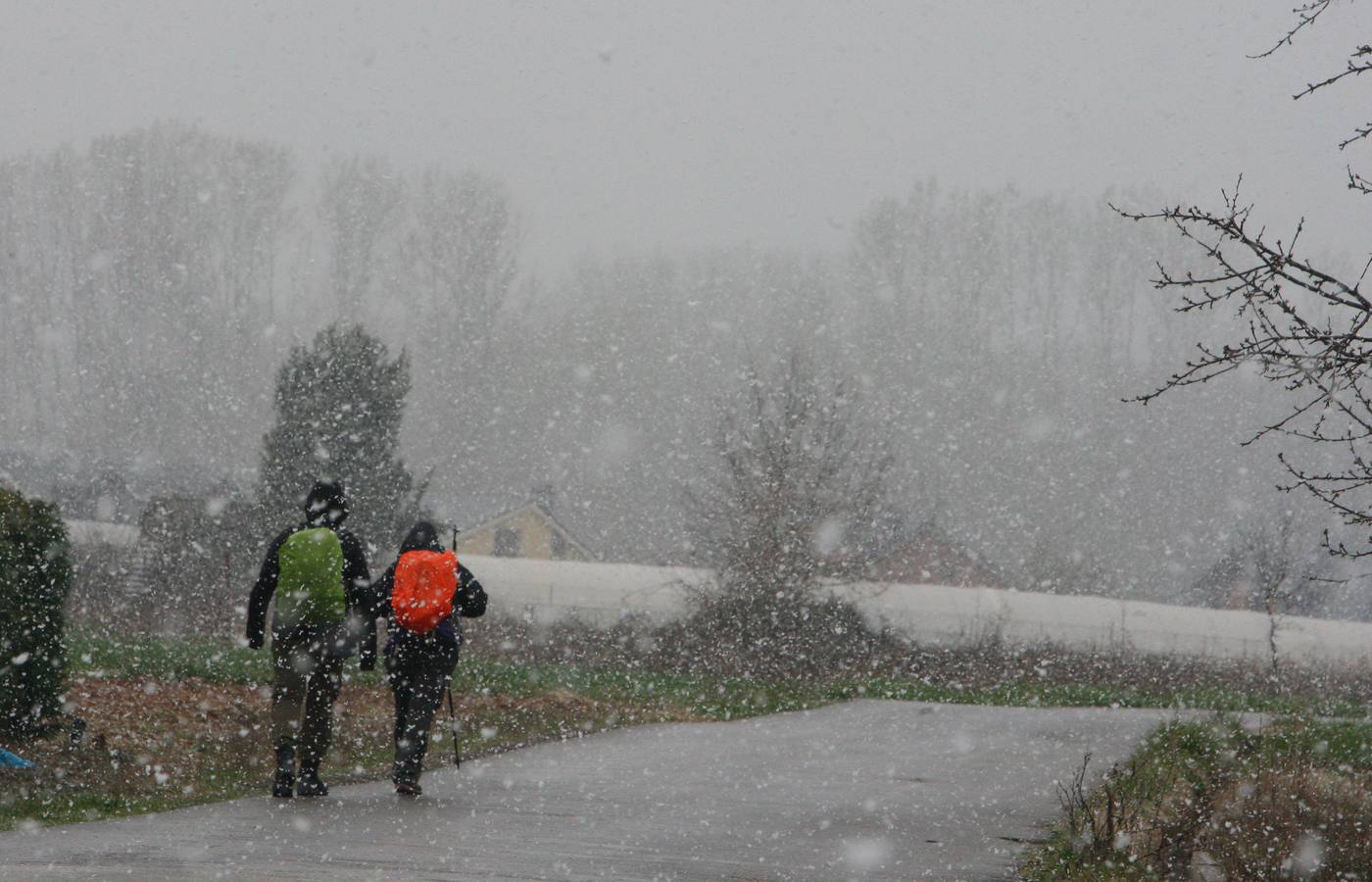 Intensa nevada a primera hora de la mañana en Ponferrada (León).