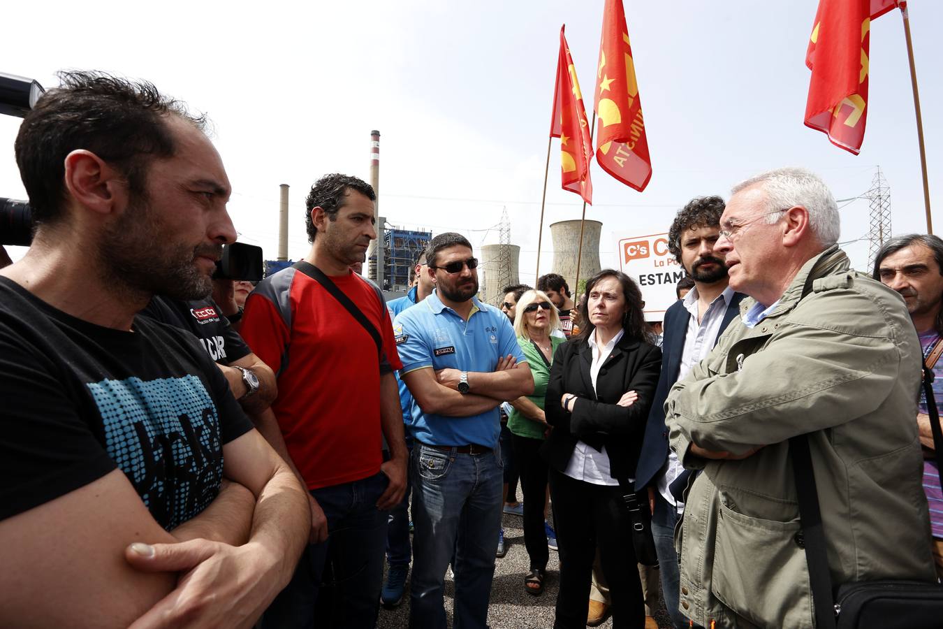 Manifestación de los mineros frente a la Central Térmica de La Robla (León)