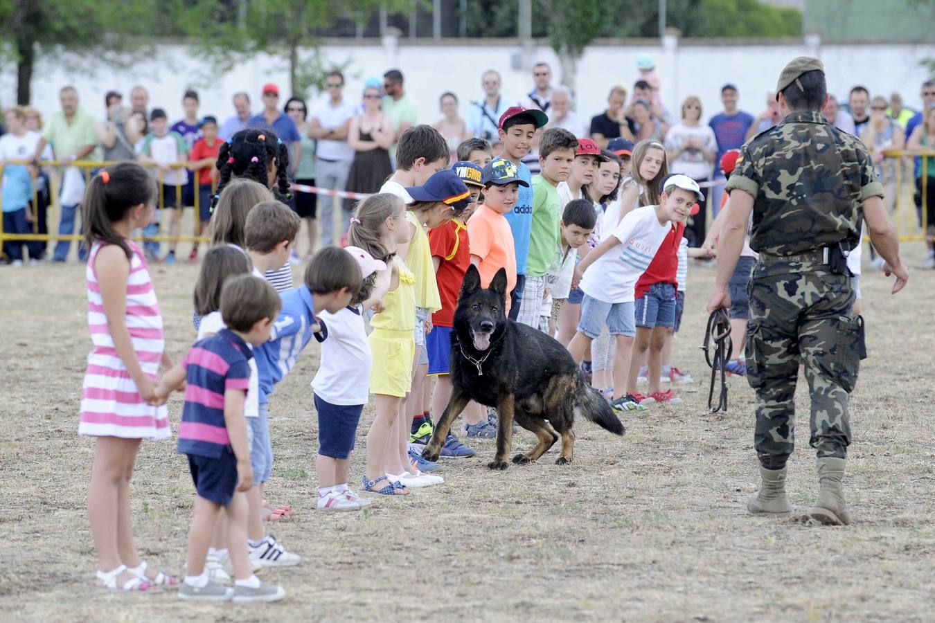 Exhibición de perros y aviones en el acuartelamiento de San Isidro (Valladolid)