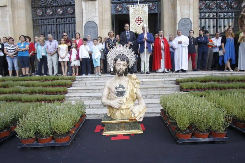 Reparto de tomillo bendecido en Palencia para honrar a San Juan