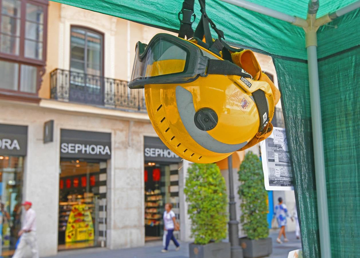 Brigadistas forestales recogen firmas en la calle Santiago de Valladolid