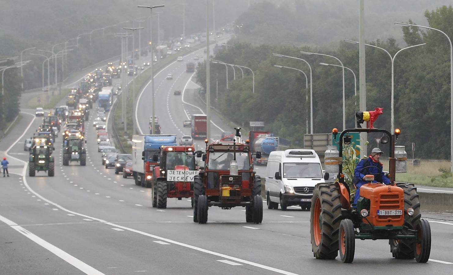 Miles de agricultores protestan en Bruselas contra la crisis del sector lácteo