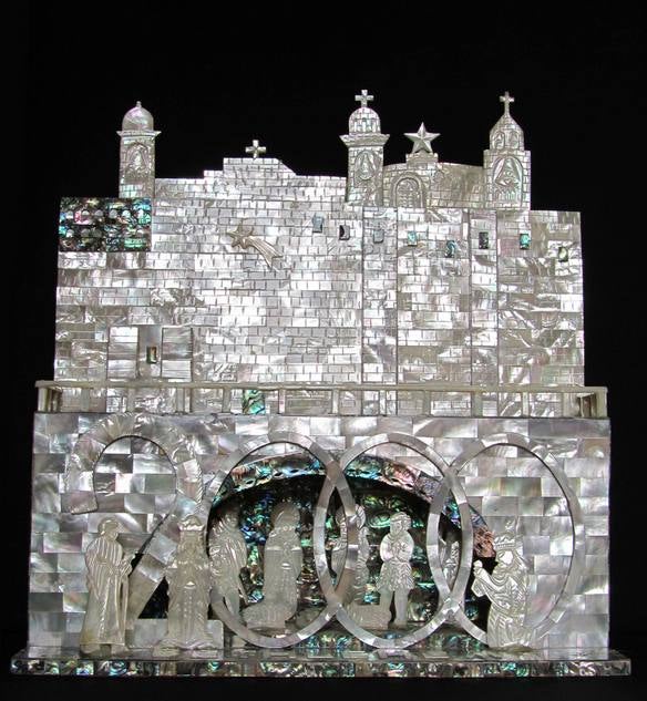 Nácar y madera de olivo. Belén. Tierra Santa. Colección de las Hermanas Clarisas de Ávila.