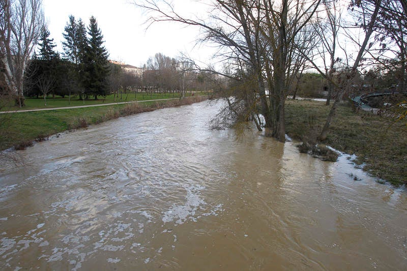 Crecida del río Carrión a su paso por Palencia