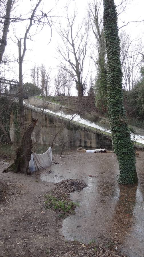 El caudal del Esgueva sigue creciendo a su paso por Valladolid