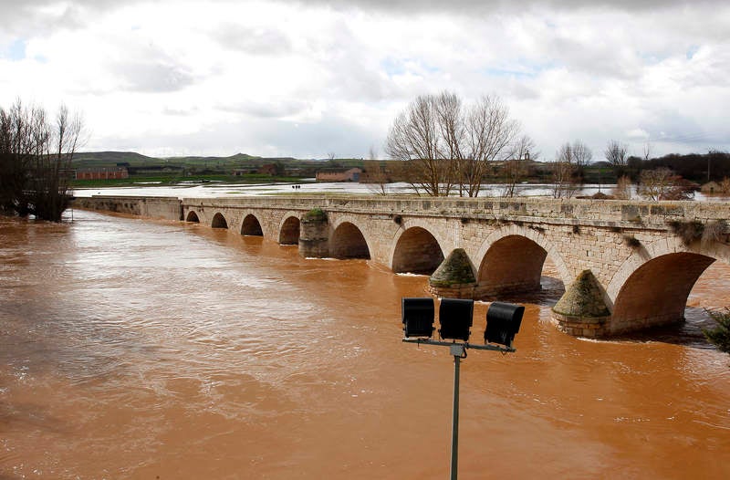 Desbordamiento del río Arlanza a su paso por Palenzuela (Palencia)