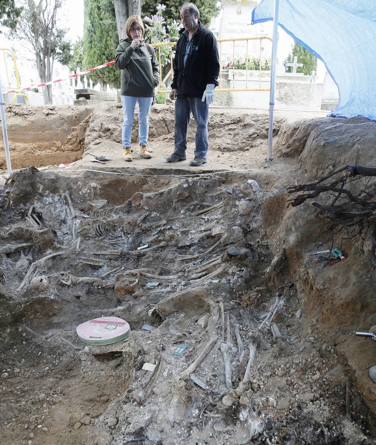 Trabajos de exhumación en una fosa común del Cementerio de El Carmen