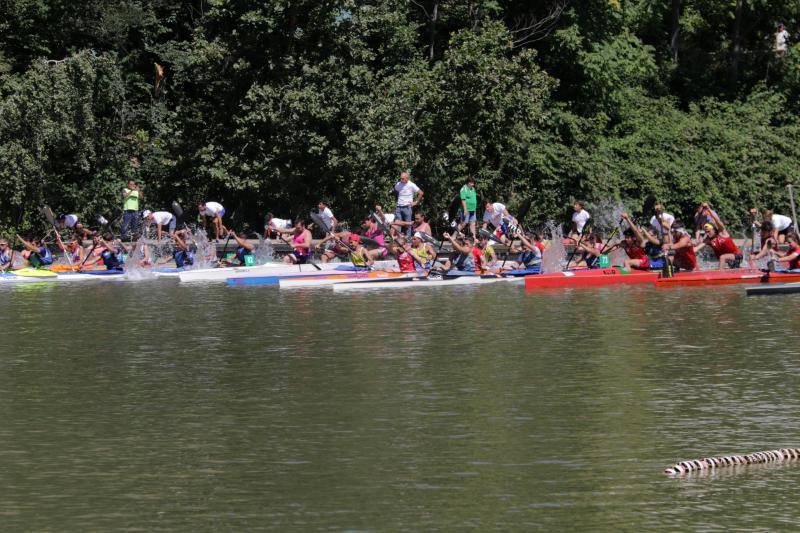 Regata k-4 en el río Pisuerga