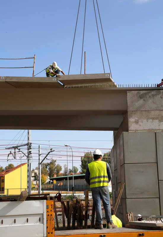 Obras de la pasarela de Los Tres Pasos en Palencia