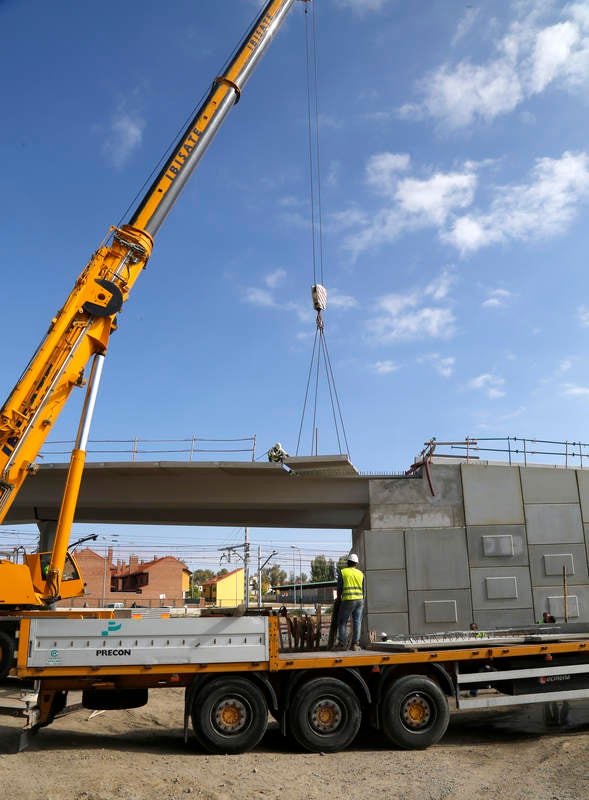 Obras de la pasarela de Los Tres Pasos en Palencia