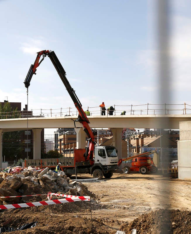 Obras de la pasarela de Los Tres Pasos en Palencia