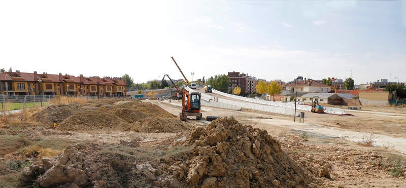 Obras de la pasarela de Los Tres Pasos en Palencia