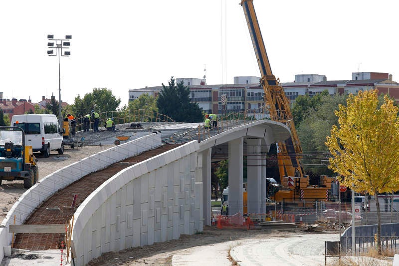 Obras de la pasarela de Los Tres Pasos en Palencia