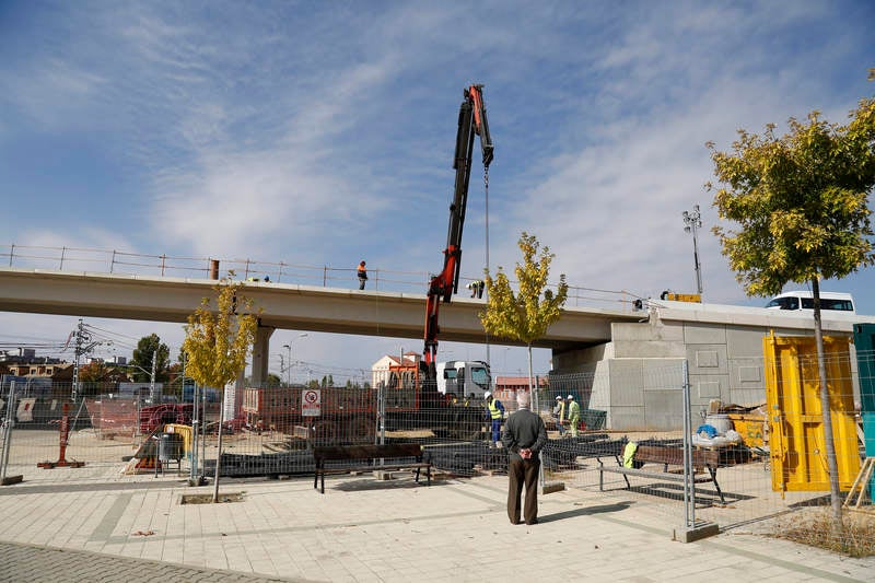 Obras de la pasarela de Los Tres Pasos en Palencia