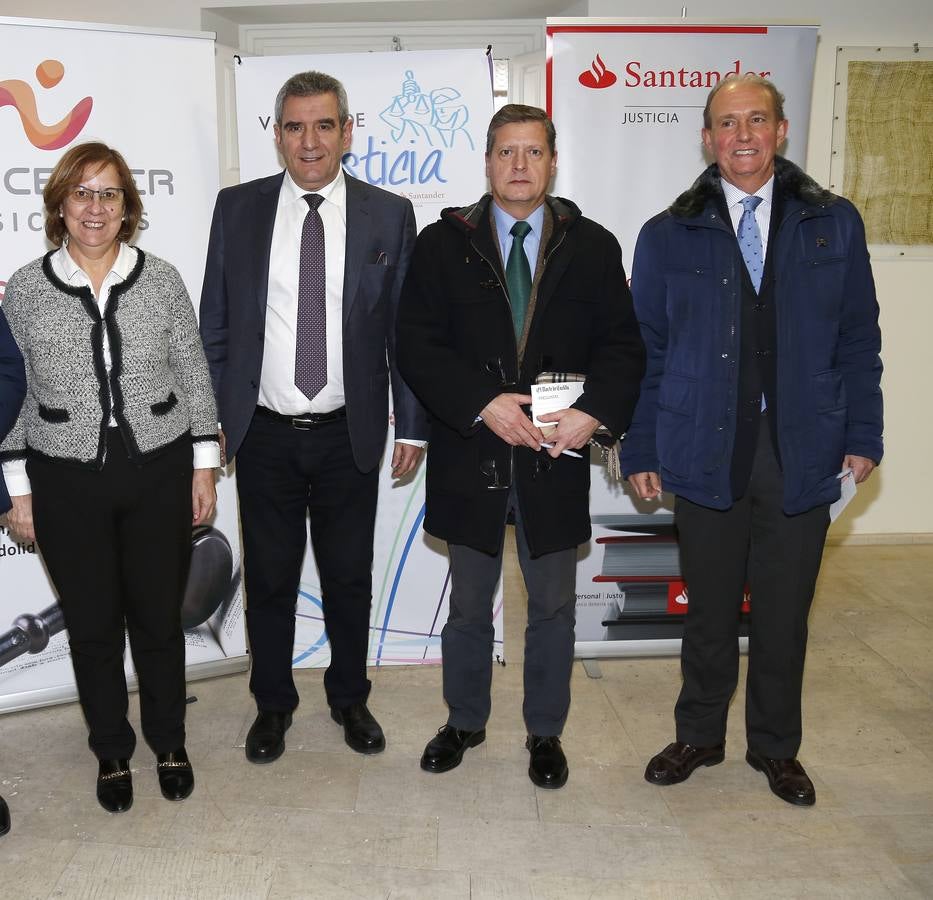 La vicerrectora del campus, Mercedes Sánchez; el abogado Julio Villarrubia; el comisario jefe de la Policía Nacional en Palencia, Jesús del Amo, y el fiscal jefe de Palencia, Arturo Carrillo.