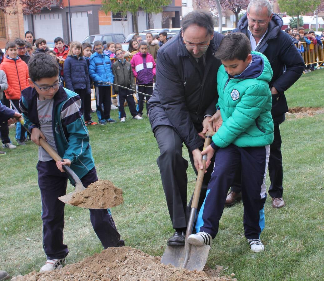 Escolares palentinos celebran el Día del Árbol