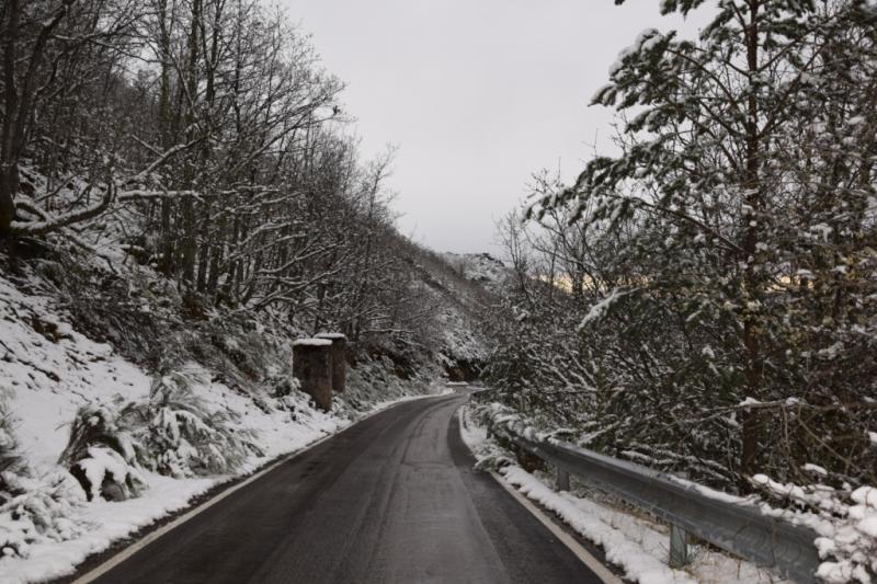 La nieve tiñe de blanco el norte de Palencia