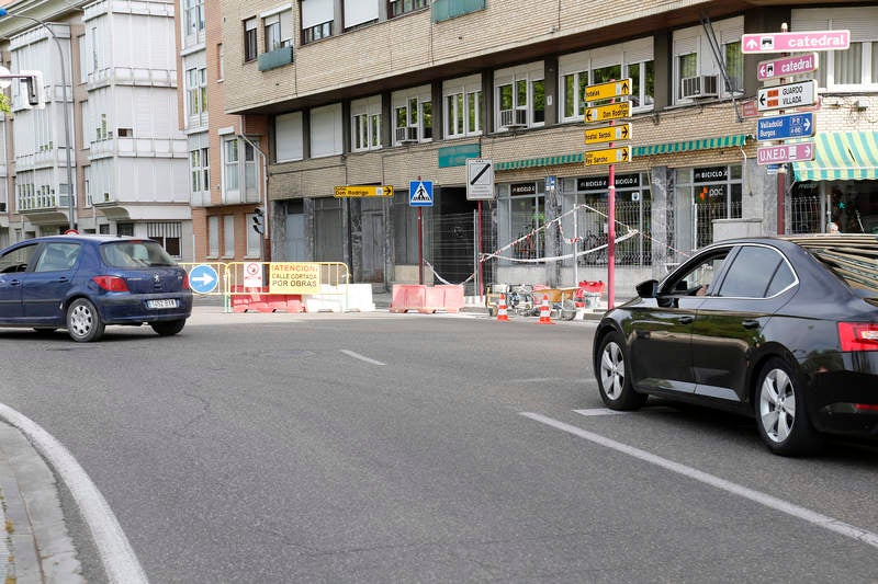 Corte de tráfico en la avenida de Castilla de Palencia por las obras del colector
