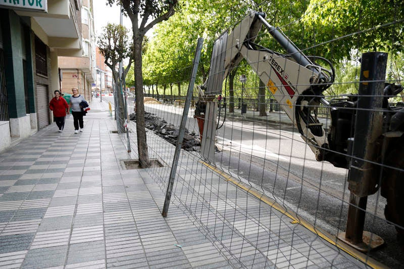 Corte de tráfico en la avenida de Castilla de Palencia por las obras del colector