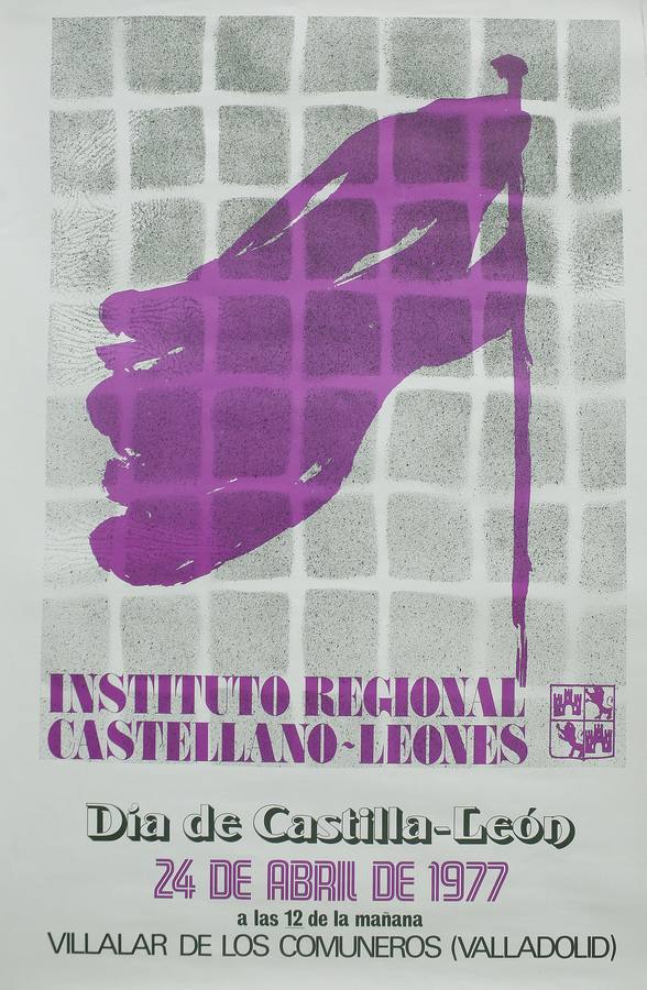 1977. Cartel del Instituo Regional Castellano-Leonés que anuncia el Día de Castilla y León en Villalar de los Comuneros.