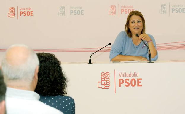 Teresa López, en la presentación de su candidatura como secretaria general del PSOE de Valladolid.