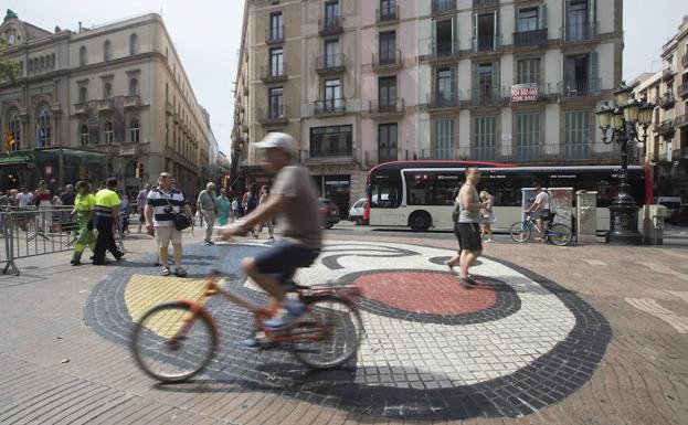 Las Ramblas tdías después del atentado.