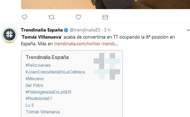 Así ha reaccionado Twitter a la muerte de Tomás Villanueva