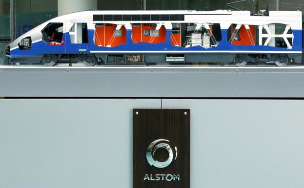 Modelo a escala de un tren rápido de Alstom.
