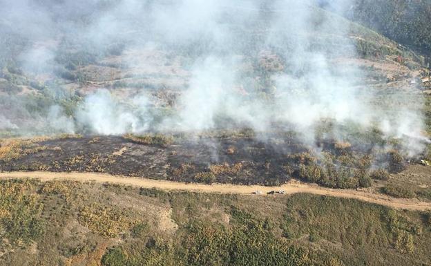 Imagen principal - Imágenes del incendio de Barrios de Luna.