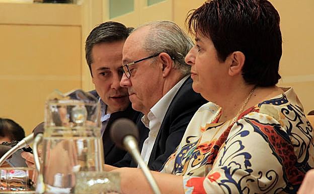 José Bayón, Alfonso Reguera y Clara Luquero, durante el pleno. 