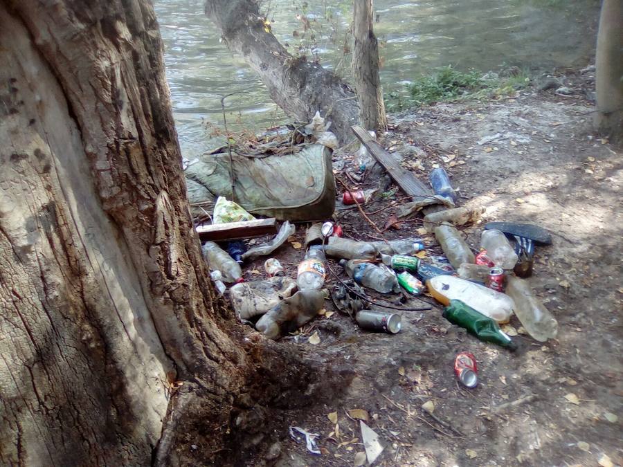 Voluntarios de Los Amigos del Pisuerga se encontraron desde colchones hasta ruedas y capazos de bebé durante las tareas