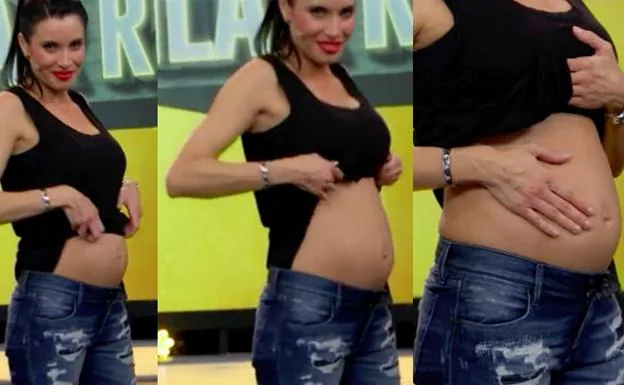 Pilar Rubio muestra su embarazo en 'El Hormiguero'. 