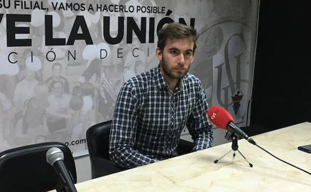 Pablo Cortés, durante su rueda de prensa en la previa del partido del CF Salmantino. 